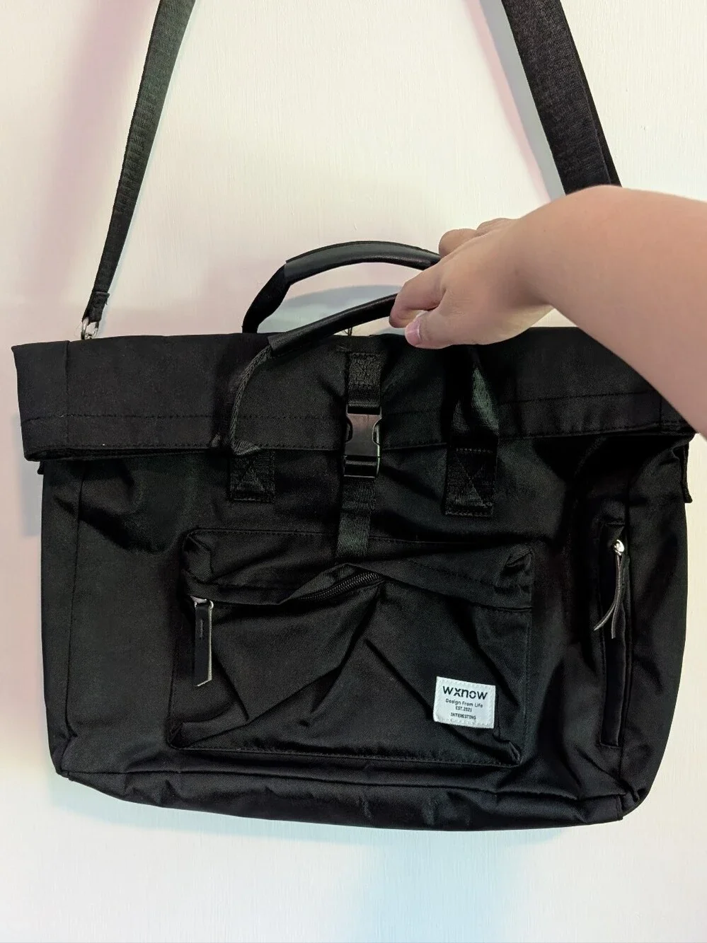 Untility Canvas Black Convertible Leather Backpack/Shoulder Bag